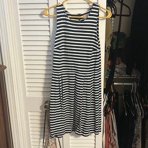 Loft size 10 navy and white striped dress